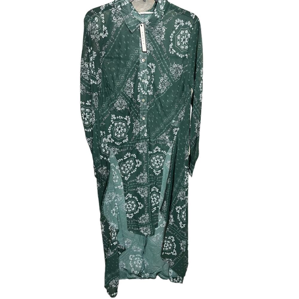 Soncy dress green bandana long sleeve button up plus size 14-16 NWT